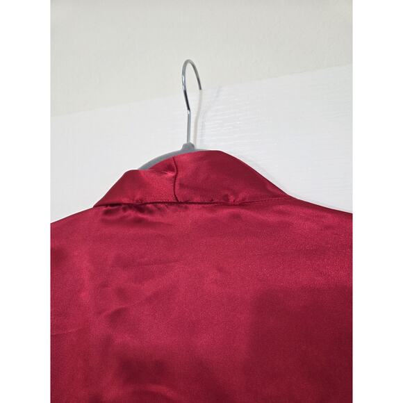 Fredericks of Hollywood Red Satin Lace Sleeves Full Length Robe, Size Medium - Picture 11 of 15